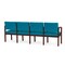 Lesro Lenox Wood 4 Seat Tandem Seating Wood Frame, Mahogany, OH Waterfall Upholstery LW4103 - alternate 3